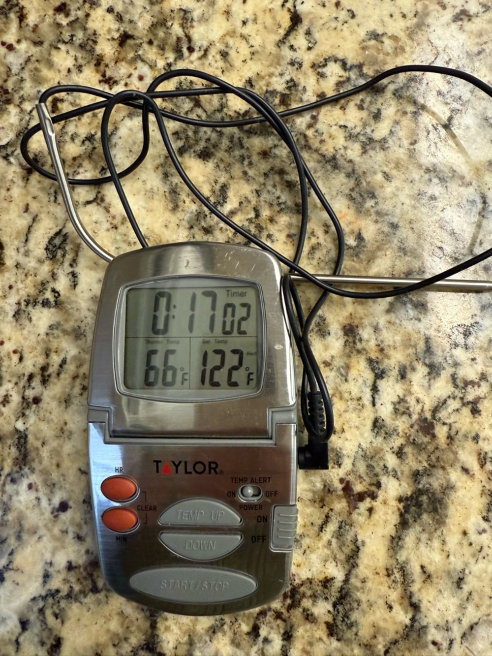 Taylor Stainless Digital Oven Probe Thermometer with Orange Buttons